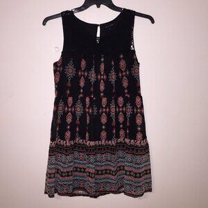 NWOT As U Wish Dress Tunic Small Black/Red/Turquoise